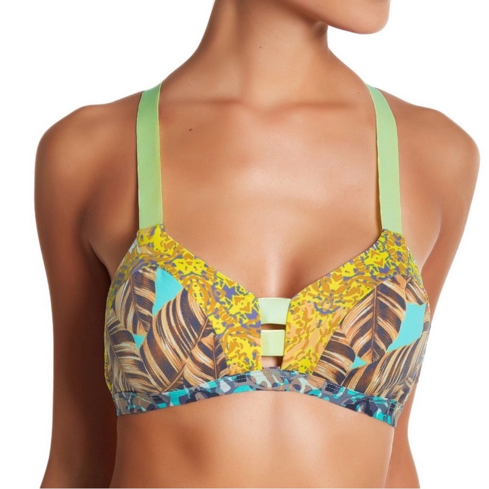 NWT! Maaji Veranda Palms Adjustable Bikini Bathing Suit Top Yellow size Medium